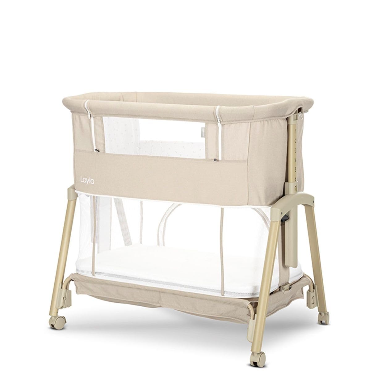 Lorelli Beistellbett Layla 2 in 1 Moskitonetz, Matratze, faltbar, Räder, Korb