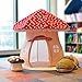 ASWEETS Mushroom Home Cotton Canvas Play Tent, Red/Tan