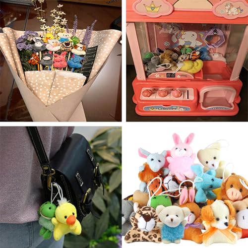 Hebterrka 12er Pack Kleine Plüschtiere für Kinder Mini Plüsch Schlüsselanhänger, Weihnachts- und Geburtstagsgeschenke, Party Mitgebsel, Goodie Bag Füller