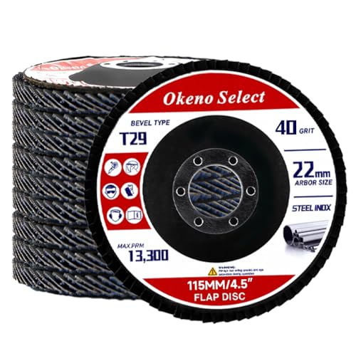 Image of Okeno Select 10 Packs Flap Disc 115mm 40 Grit T29 Zirconia - Grinding & Finishing Discs for Metal, Wood, Steel, Fast Stock Removal with Precision