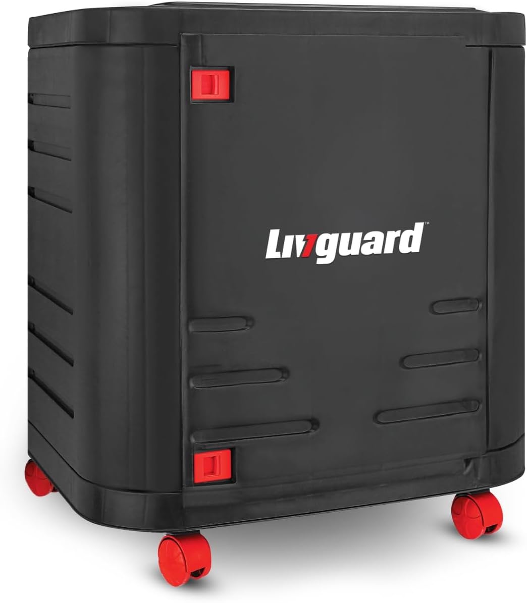 Livguard Inverter Battery Trolley with Covered Box | Support Single Jumbo/Flat Plate/Tall Tubular Battery |Heavy-Duty, Easy-Move Stand for Inverter and Battery - Black Red