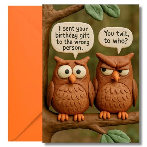 LimaLima Funny Birthday Card For Men & Women Silly Cartoon Owl Design Joke Perfect For Him & Her Friends & Family
