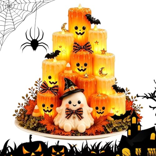 Velas de Halloween LED sin fuego para evitar manchas de cera en la decoracion interior