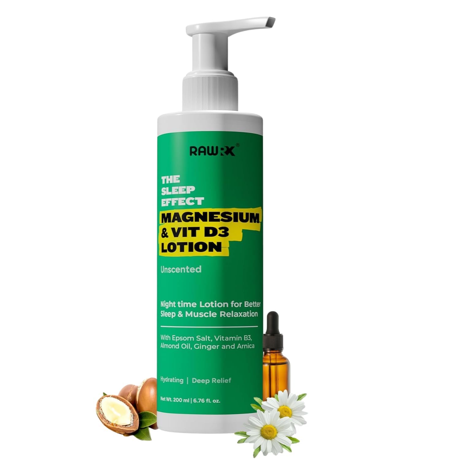 RawRX Magnesium & Vitamin D3 Lotion (Unscented) for Sleep & Muscle Relaxation, enhanced with Epsom Salt, Arnica, Niacin, Almond Oil & Ginger. Hydrating & Non-Sticky. Magnesium Oil Replacement.-image-9