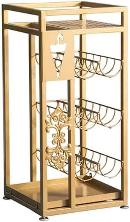 Golden Wrought Iron Umbrella Stand, Hotel School Commercial Home Creative Floor Flower Shelf Rain Umbrella Umbrella Placement
