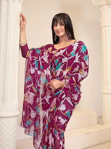 Image of Garden Vareli Floral Print Nara Chiffon Saree 73475