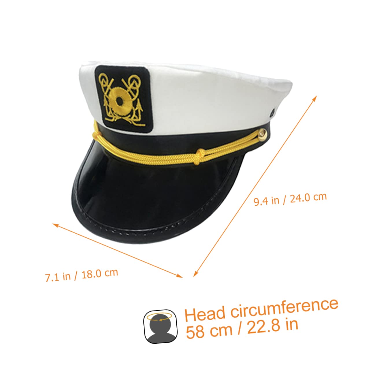 Ipetboom Captain Yacht Sailors Hat Curved Brim Sun Protection Accessory for Navy Costume Outdoor Activities Parties and Role Playing Fun