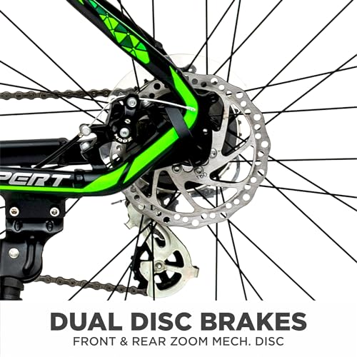 Image of KROSS Xpert 27.5T Unisex Matt Black Multispeed (Shimano 24-Speed) MTB | Alloy Frame with Dual Disc Brakes and Front Suspension Fork | Ideal for 15+ Years (Green)