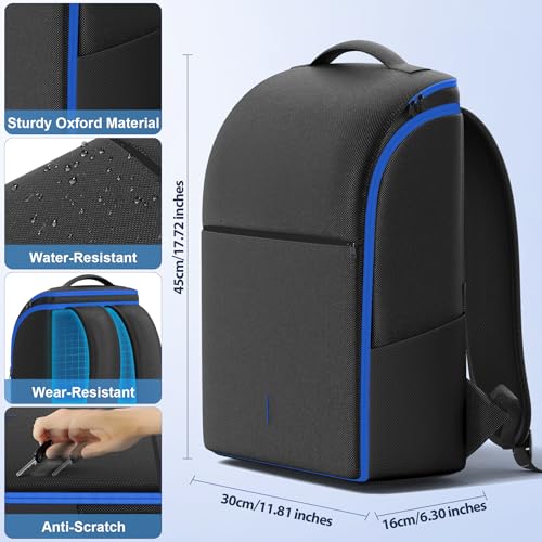 Image of LVVIL PS5 / Slim / Pro Console Backpack, Full Protection Carrying Case, Large Capacity Storage Bag, Dual Controllers, PS Portal, Laptop, Game Cards, 3 Cable Pouch, Ocean Blue