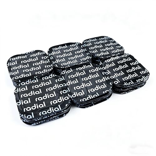 Image of Radial Tire Patch, 2.24 inch x 2.24 inch (57x57mm) 36 pcs, Extra Large Heavy Duty Round Patches, Repair Kit for Truck, Car, Tractor Inner Tires, Black with Blue Poly Backing