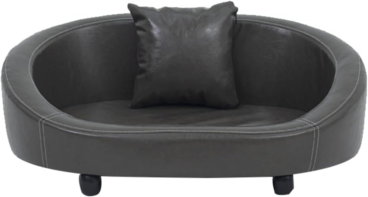 Pet Sofa Pet Dog Bed, Leather Waterproof Sofa, Wooden Kennel, Removable and Washable Dog Sofa Bed(Size:125cm,Color:Black)