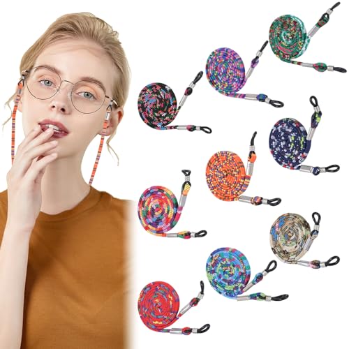 9 Mehrfarbig Brillenkette, Grobe Baumwolle Geflochtenes Brillen Kette, Brillenkordel, Brillenbänder Damen, Brillenband Im Boho-Stil, Brillen Schnur Lesebrille, Brillenhalter Kette Elegant für Frauen