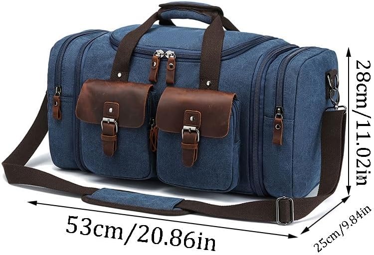 New Model Expandable Outdoor Travel Bag Handheld Canvas Crossbody Crazy Horse Skin Luggage