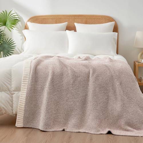 Image of Snuggle Sac Heather Taupe Throw Blanket for Couch, Oversized Throw XL Super Soft Warm Blankets Cozy Knit Fuzzy Lightweight Throws for Sofa, Bed, Living Room, Taupe, 50x70 inches