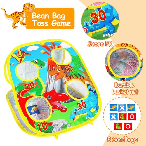 3 in 1 Bean Bag Toss Game for Kids, Toddler Toys for 3 4 5 Year Old Boys Girls Birthday Gifts, Dinosaur Cornhole Party Games Backyard Outdoor Outside Toys Ages 3-4 4-8 Toy Game - Image 3