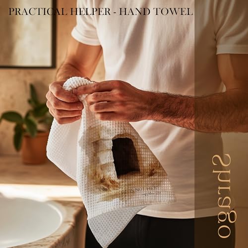 Image of Christian Easter Kitchen Towels, He is Not Here Religious Bible Verse Dish Tea Towels for Kitchen, Empty Tomb Easter Decorative Hand Towel for Bathroom Decor, 16x24 Inch
