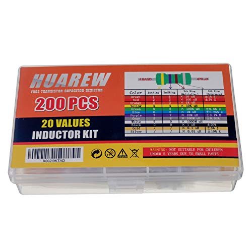 image for HUAREW 20 Values 200 Pcs Inductor AL0410 1 uH - 4.7 mH 1/2 W in-line D