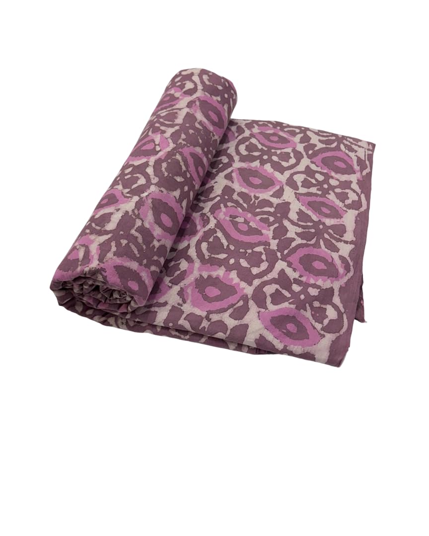 Bhamo Dabu Print Pure Cotton Fabric | Hand Block Printed Fabric for Kurti, Dress, Saree, Blouse, Shirt, Dupatta, Craft & Home Decor | Soft Breathable Cotton Material | (Pink, 2.5 Meter)-image-20