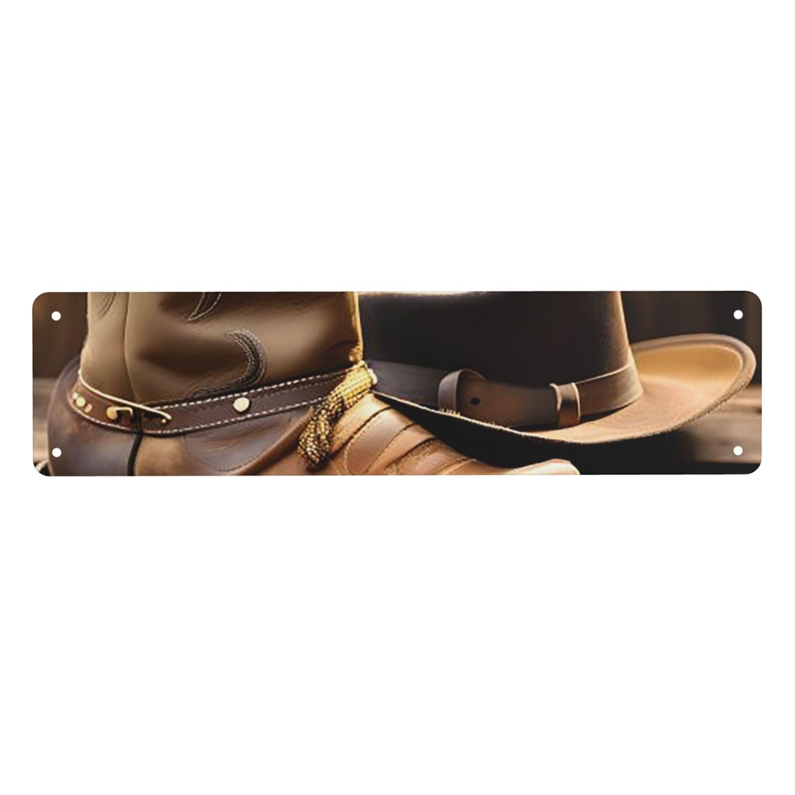 Vintage Metal Tin Signs Retro Garage Signs Stylish Wall Art Plaques for Home Decor Unique Poster 4x16 Inch Cowboy Hat and Boots Metal Sign Outdoor Wall Decorations Gifts