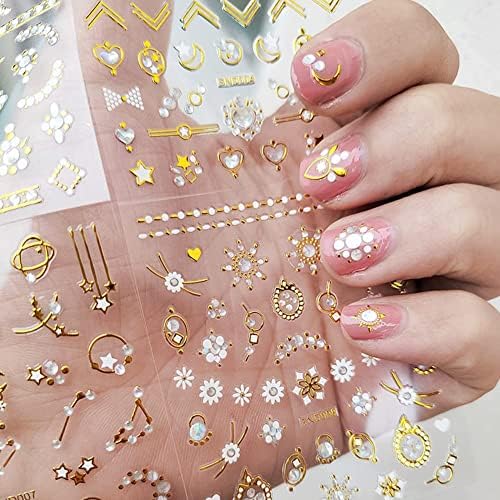 Nail Art Stickers 3D Diamond Design Luxury Nail Decals Self Adhesive Nail Stickers for Nail Art Design Nail Decoration for Women Girls with Tweezers ( 10 Sheets )