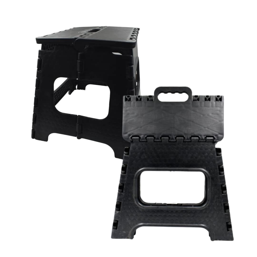 Sulfar Folding Lightweight Plastic Stool (Black) Folding Stool is Safe and Convenient for Adults and Kids