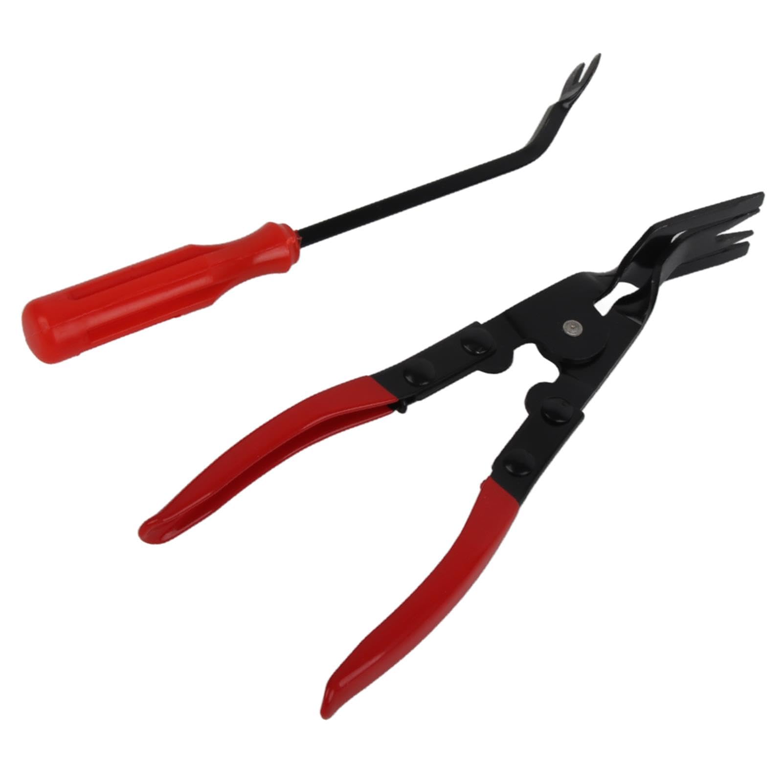 Zerone Popular 2 Pcs Steel Removal Pliers, Car Door Trim Upholstery Tool Panel Interior Kit Fastener Rivet Remover Plastic Pry Set Clip Car Trim Removal Tools Kit Clip Plier Door Remover Upholstery Pliers
