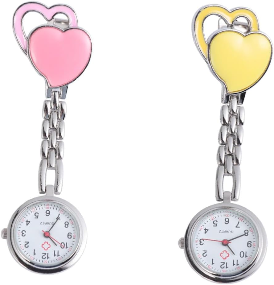 Heart Shaped Pocket Watch Creative Hanging Nurse Fob Watch with Material Pink Fashion Decoration for Nurses and Nursing School Use