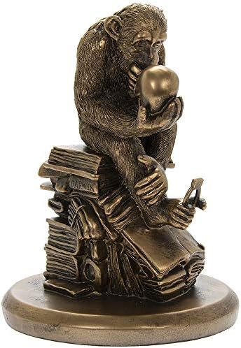THORNE ANTIQUES AND COLLECTABLES Philosophising Monkey Holding Skull Bronze Resin Sculpture, Inspired by Wolfgang Hugo Rheinhold