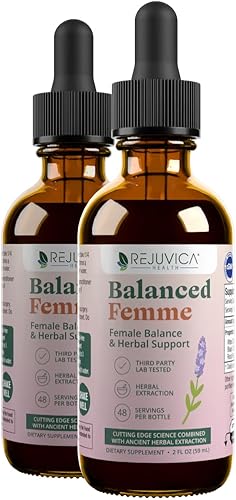 Miniatura 9 de Balanced Femme - PMS herbales y apoyo para la menopausia  Líquido totalmente natural para absorción 2X  Vitex, Dong Quai, raíz de maca y mucho más