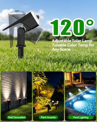 TECKNET Solar Lights Outdoor Waterproof, Solar Spot Lights, 108 LED, 6 Pack - image 3