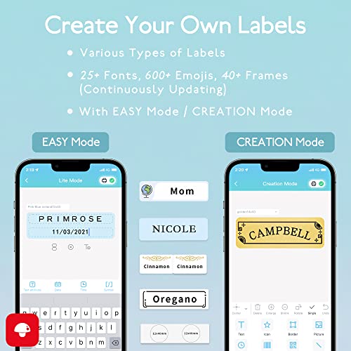 Image of Phomemo Label Maker Machine with Tape D30 Portable Label Maker, Bluetooth Mini Label Printer, Labeler, for iOS & Android, for Office & Home, with 12x40mm Roll(White, 80 Labels)