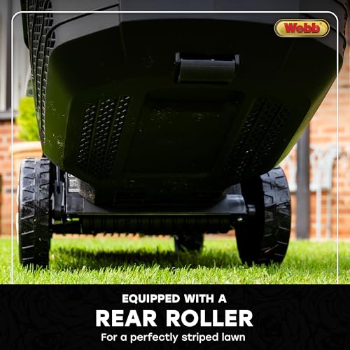 Webb Supreme WEER37RR Electric Rotary Lawnmower with Rear Roller, 6 Cutting Heights, 37cm 15 inch Cutting Width, 1600w Motor, 15 Metre Cable and 40L Collection Bag - 3 Year Guarantee - 7