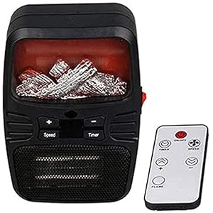 Elektrische ventilatorkachel, elektrische ventilatorkachel met afstandsbediening, draagbare ventilatorkachel, vlameffect, oververhittings- en kantelbeveiliging, geschikt voor slaapkamer, werkkamer