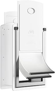 Decormax Small Cat Door for Wall - Energy Efficient Steel Frame Pet Door, Telescoping Tunnel, Magnetic Flaps & Sliding Locks, Easy Install