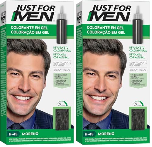 Just For Men Colorante en Gel, Tinte Pelo Hombre Castaño Oscuro, Cubre Solo Las Canas, Restaurando El Color Original Para Una Apariencia Natural - H45 (Paquete de 2)