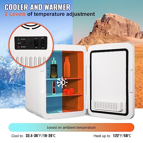 Vevor Mini Fridge For Bedroom 10 Liter/12 Can Portable Refrigerator, Luxury Small Beverage Cooling For Skincare Food Breast Milk Chill Ac/Dc Cooler Warmer For Office Dorm Car, Black #TOP2