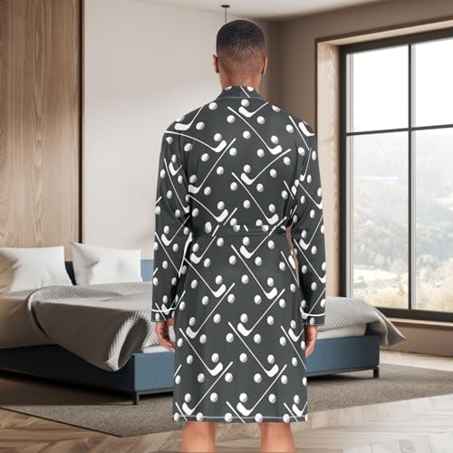 visesunny Men's Bathrobes Lightweight Pajama Shawl Robes V-neck Sleepwear with Tie Belt Nightgown Plus Size M-XL2