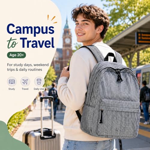 Image of BTOOP School Backpack for Teens Large Corduroy Bookbag Lightweight 15.6 inch Laptop Bag for Girls Women Casual High School College