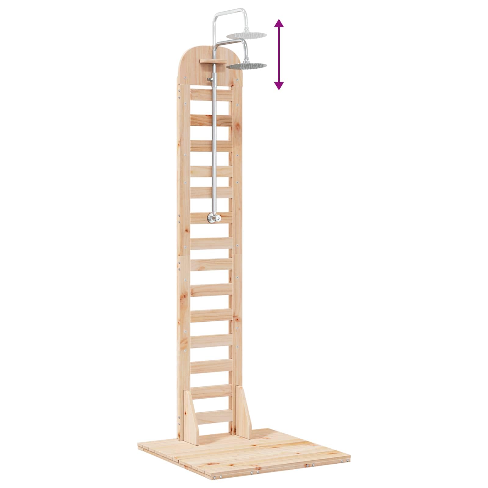 vidaXL Ducha Exterior 223 cm Madera Maciza de Pino y Acero Inoxidable