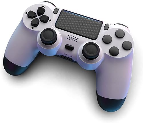 Miniatura 6 de MOVONE Controlador inalámbrico de doble vibración para PS4SlimPro, compatible con consola PS4 (blanco)