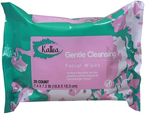 Kallea Sensitive Facial Cleansing Towelettes & Facial (Face) Wipes, 25 Count