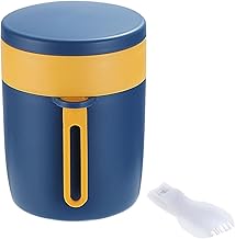 Insulated Food Flask,Stainless Steel Inner Container Insulated Food Jar with Folding Spoon,Large Capacity Vacuum Lunch Thermos Bento Box Containers Soup Cup,for Work Travel School(Blue,450ml)