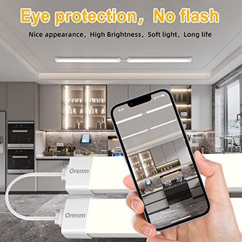 Image of Orenm LED Tube Light 1.4FT 17in With Plug, 16W 1700LM 5000K Shop Light IP65 Linkable Ceiling Closet Lights With NO /Off Switch Plug Cord
