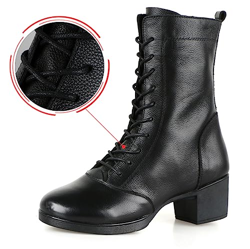 Women's Jazz Boots, Leather Square Heel Dancing Shoes for Ladies Split Sole Ballet Dancing Sneakers4