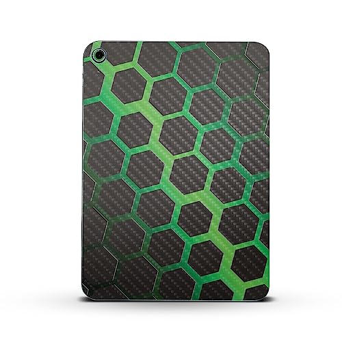 Image of MightySkins Carbon Fiber Skin Compatible with Apple iPad 10.9 inch 10th Gen (2022) Full Wrap Kit - Green Hex | Protective, Durable Textured Carbon Fiber Finish | Easy to Apply | Made in The USA