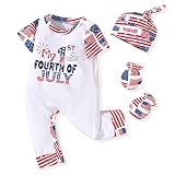 HINTINA Newborn First 1st 4th Fourth of July Baby Boy Romper Outfits July 4th Jumpsuit Clothes Clothing Set Nb