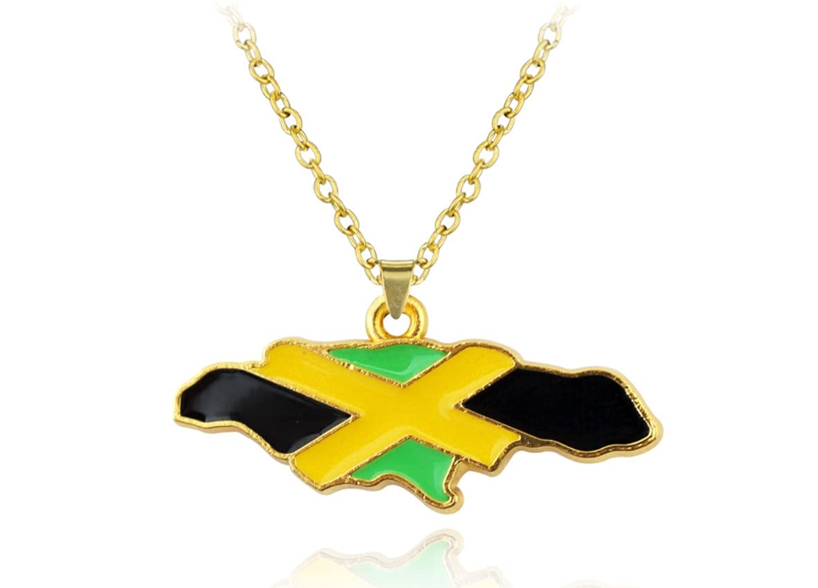 Askana Fashion Unisex Country Country's Flag Map Gold Pendant Necklaces