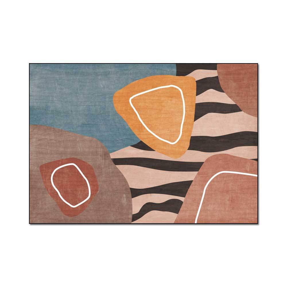 Tapis motif mosaïque graphique abstrait au tissage soigné et élégant