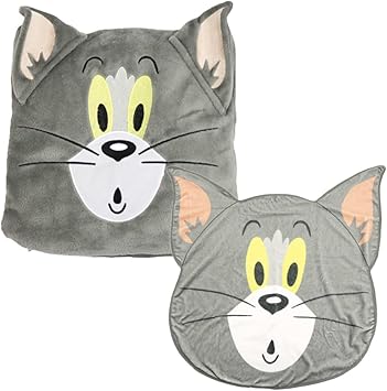 Amazon Co Jp カラー グレー トムとジェリー フェイス クッション ブランケット ひざ掛け 膝掛け エコファー キャラクター トム ジェリー タフィー トムアンドジェリー トム ジェリー トムジェリ Tomandjerry 毛布 冷房対策 冬 防寒 お昼寝 会社 学校 オフィス 誕生