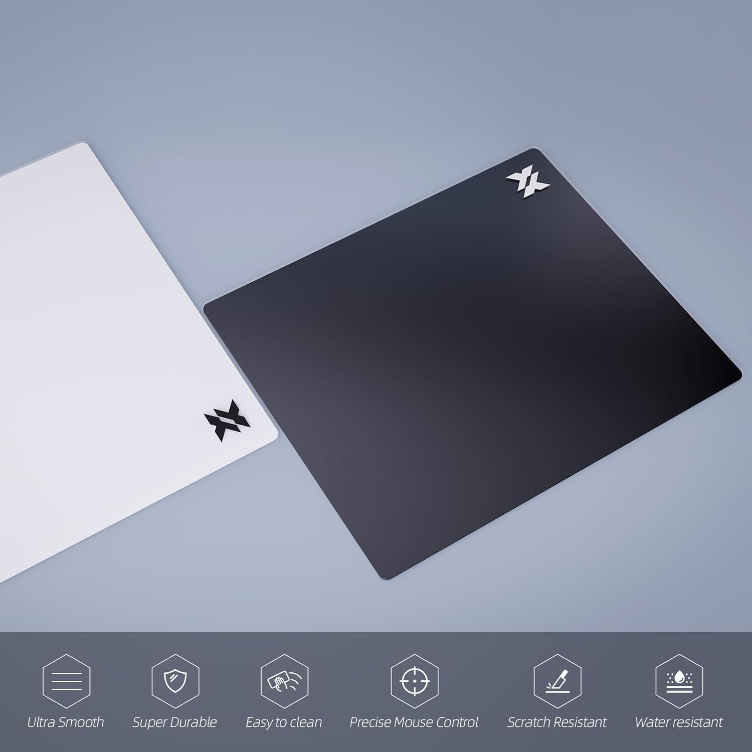 Tempered Glass Gaming Mouse Pad Ultra-Smooth Micro-Etched Surface Improved Precision & Speed Impact&Scratch Resistant Anti-Slip High-Density Silicone Rubber Base 19.6X15.7″ Large Mouse Mat